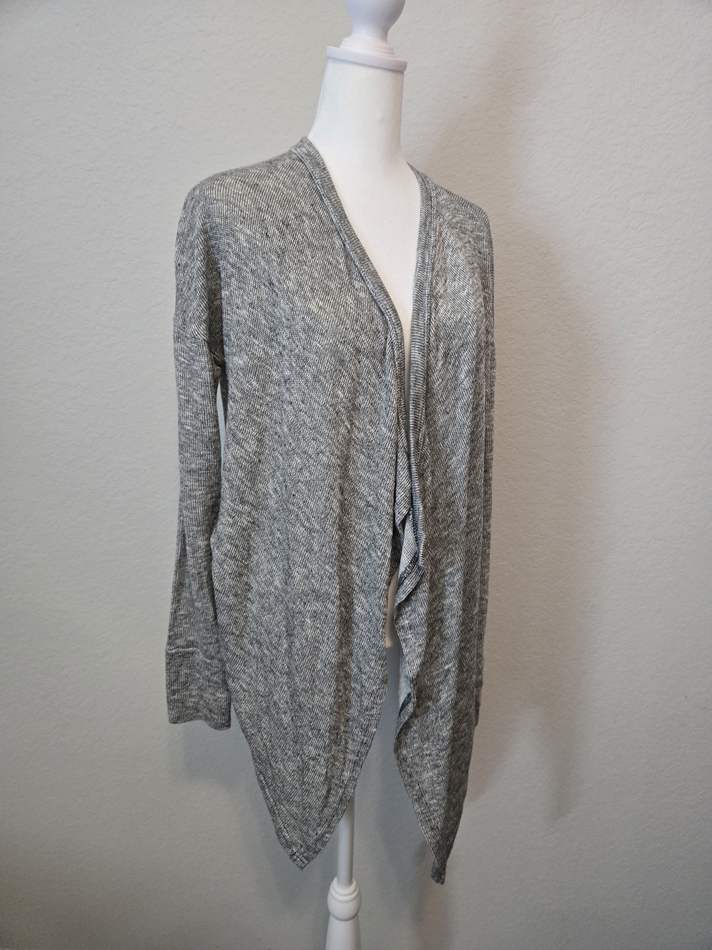 American Eagle Outfitters Gray Draped Open-Front Cardigan